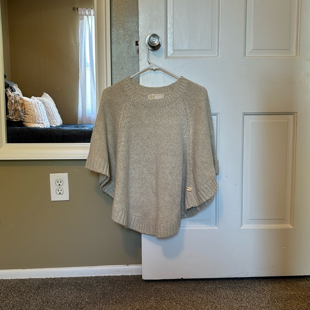 Michael Kors Beige and Gold Poncho Sweater